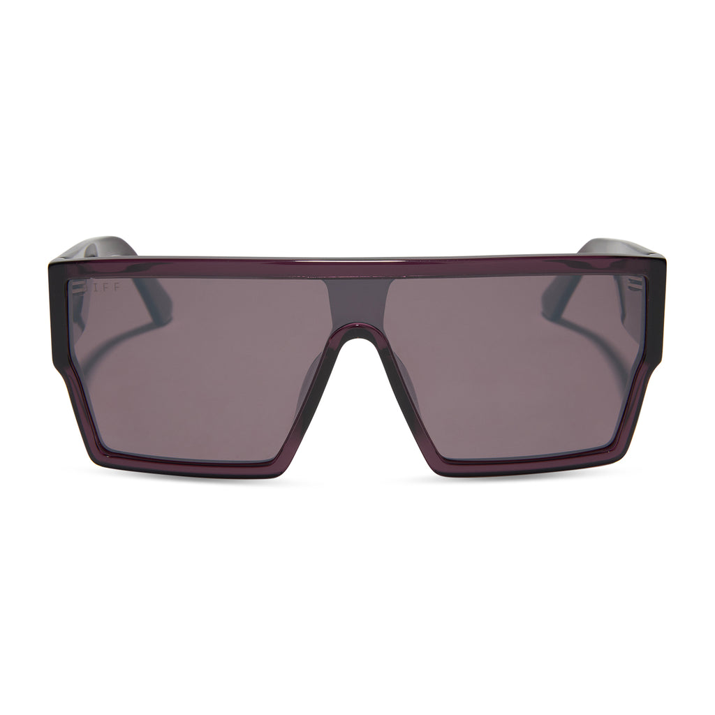 ELECTRA - AUBERGINE + AUBERGINE + SILVER FLASH SUNGLASSES