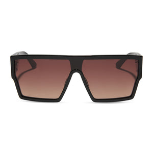 diff eyewear electra shield sunglasses black & brown gradient front view