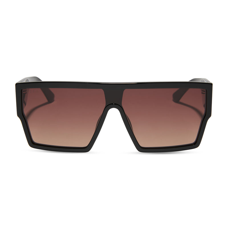 diff eyewear electra shield sunglasses black & brown gradient front view