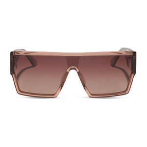 diff eyewear featuring the electra shield sunglasses with a café ole frame and brown gradient polarized lenses front view