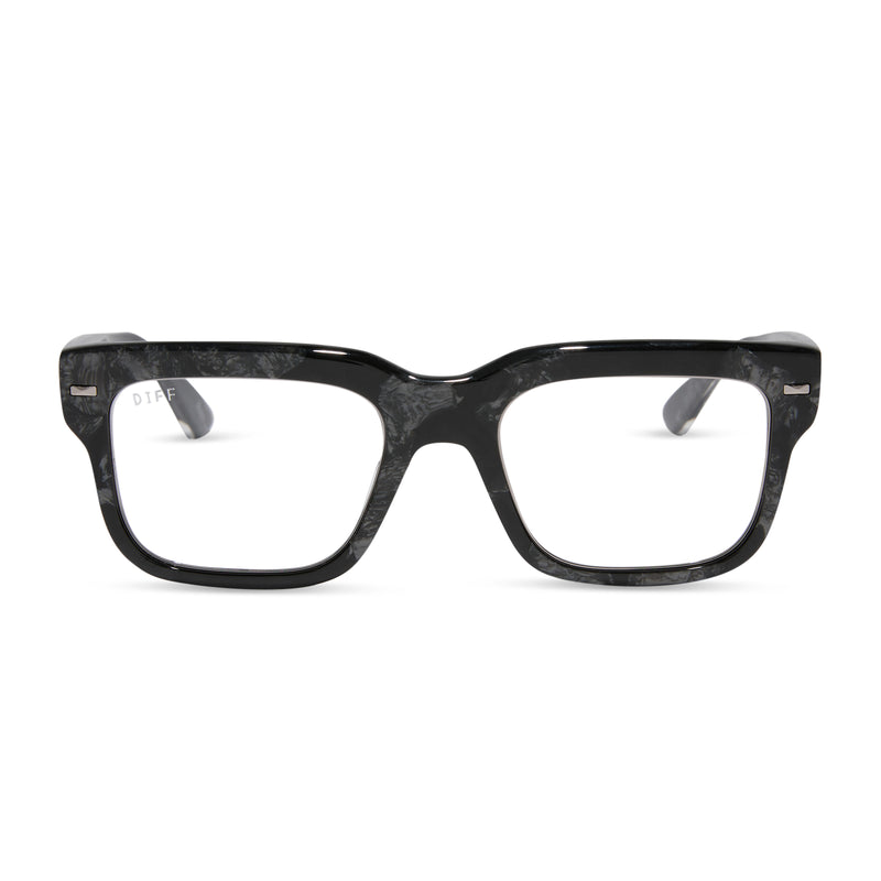 emily in paris x diff eyewear featuring the alfie rectangle prescription glasses with a black tortoise frame front view