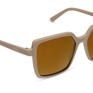 Esme Square Sunglasses | Almond & Brown Gold Flash | DIFF  display picture 1