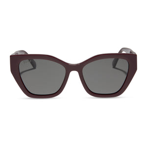 EVIE - DARK CHERRY LACQUER + GREY + POLARIZED SUNGLASSES