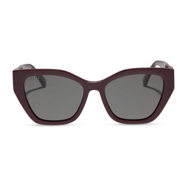 evie - dark cherry lacquer + grey + polarized sunglasses