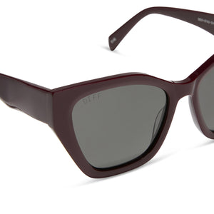 Evie Cateye Sunglasses | Dark Cherry Lacquer & Grey | DIFF Eyewear