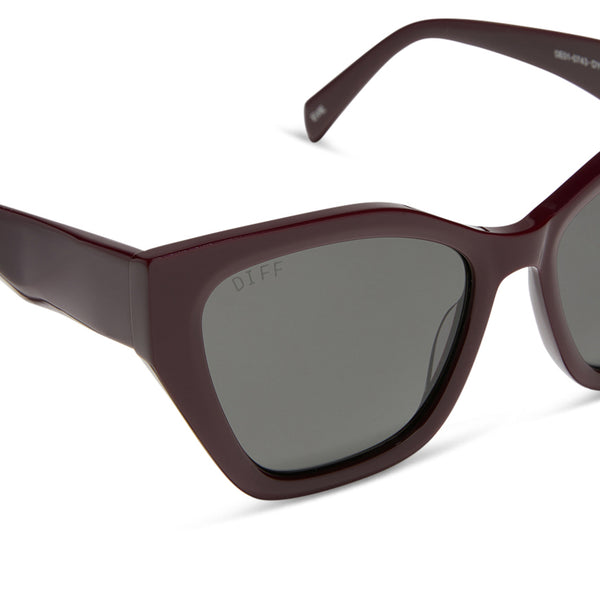 evie - dark cherry lacquer + grey + polarized sunglasses 4