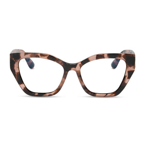 diff eyewear evie cat eye prescription glasses with a himalayan tortoise frame front view