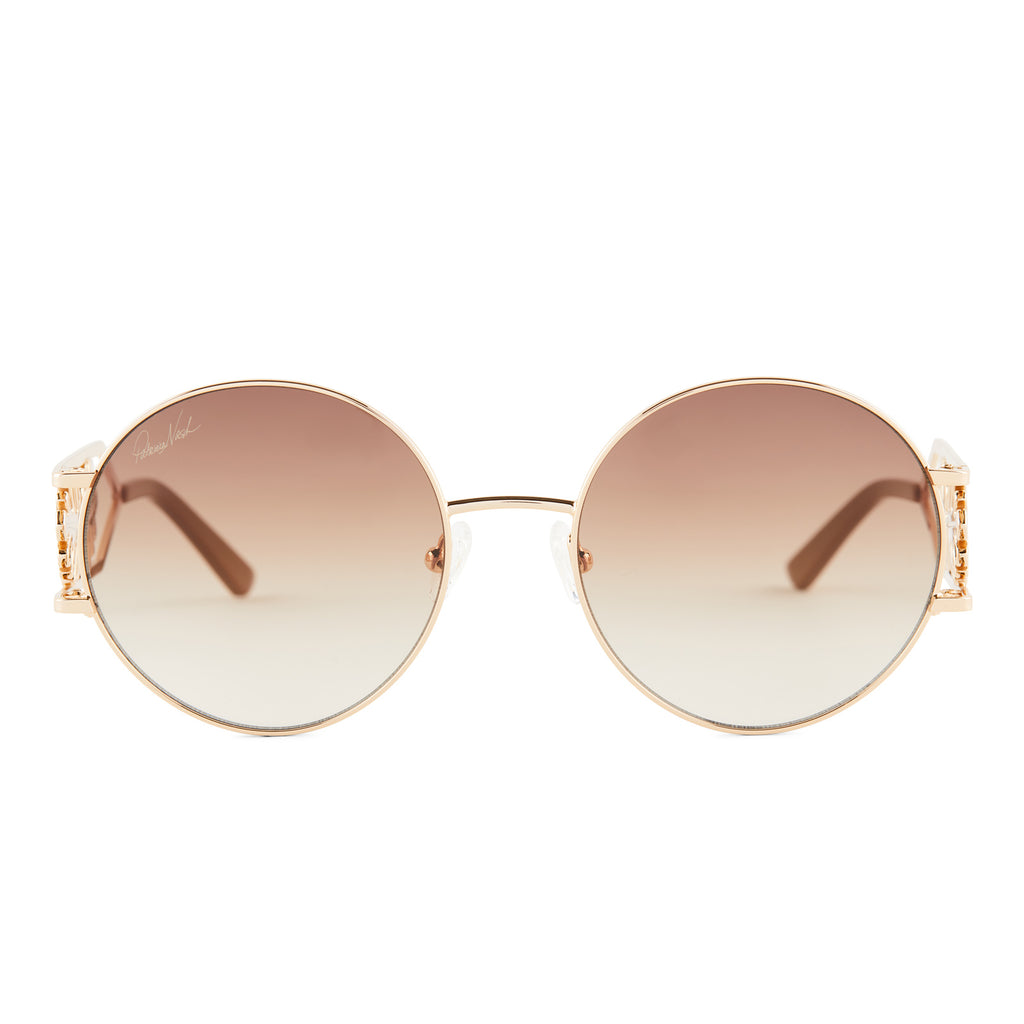 Faye Sunglasses | Shiny Gold & Brown Gradient | DIFF Eyewear