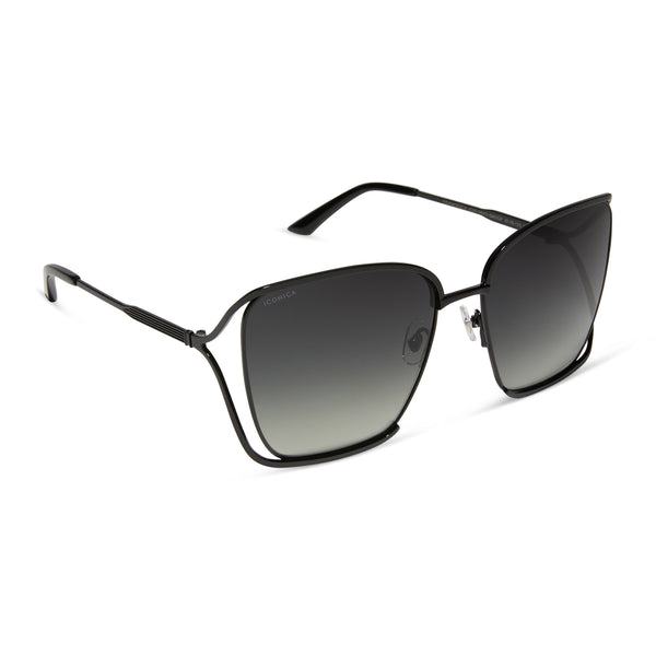 Francesca Square Sunglasses | Gold + Dark Tortoise Temple  display picture 2