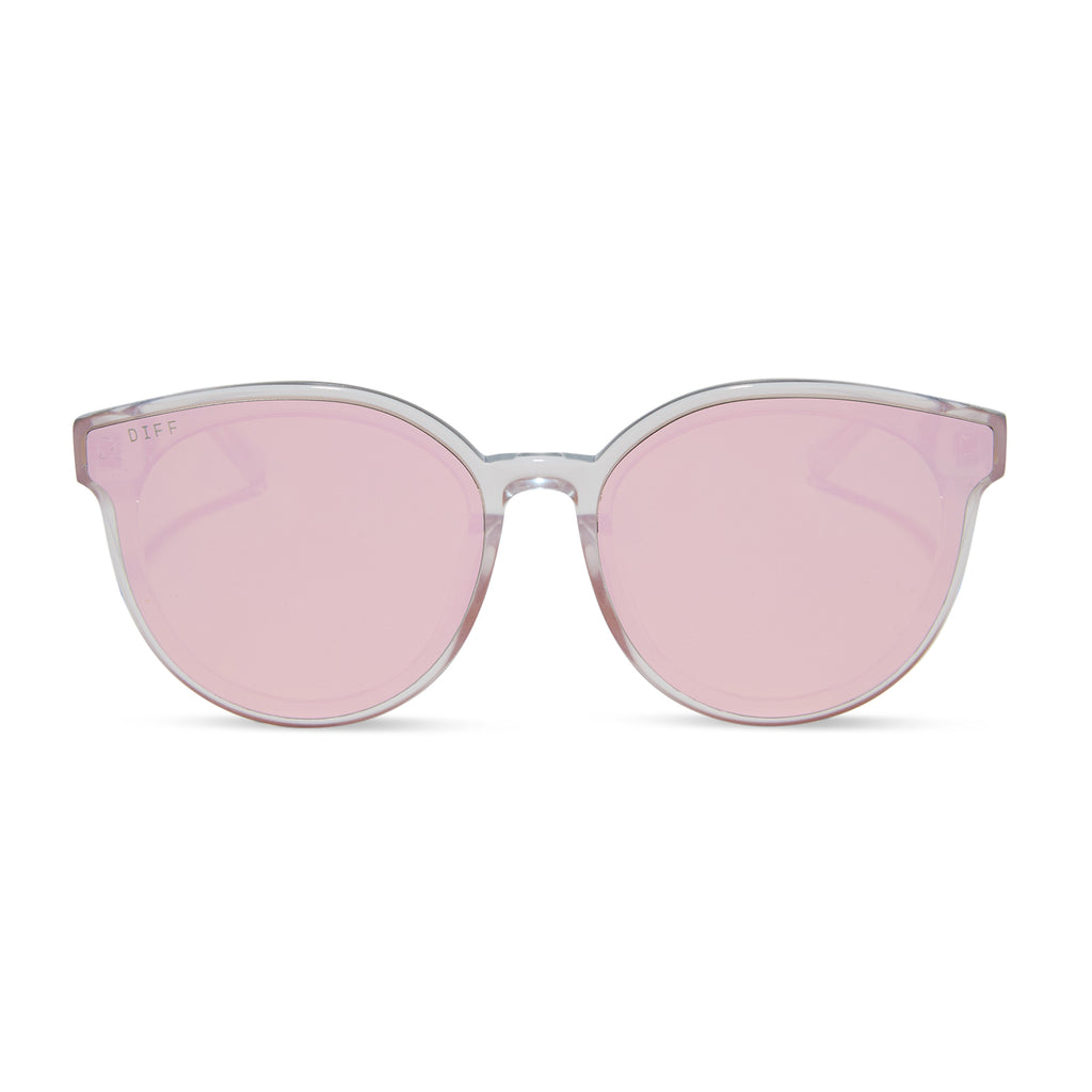 Gemma Round Sunglasses Pink & Cherry Blossom Mirror DIFF Eyewear