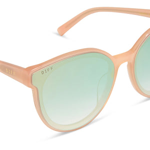 Diff Eyewear Peach Reflective Sunglass Gemma Round Sunglasses | Clear Crystal & Peach Mirror | DIFF  main image 3
