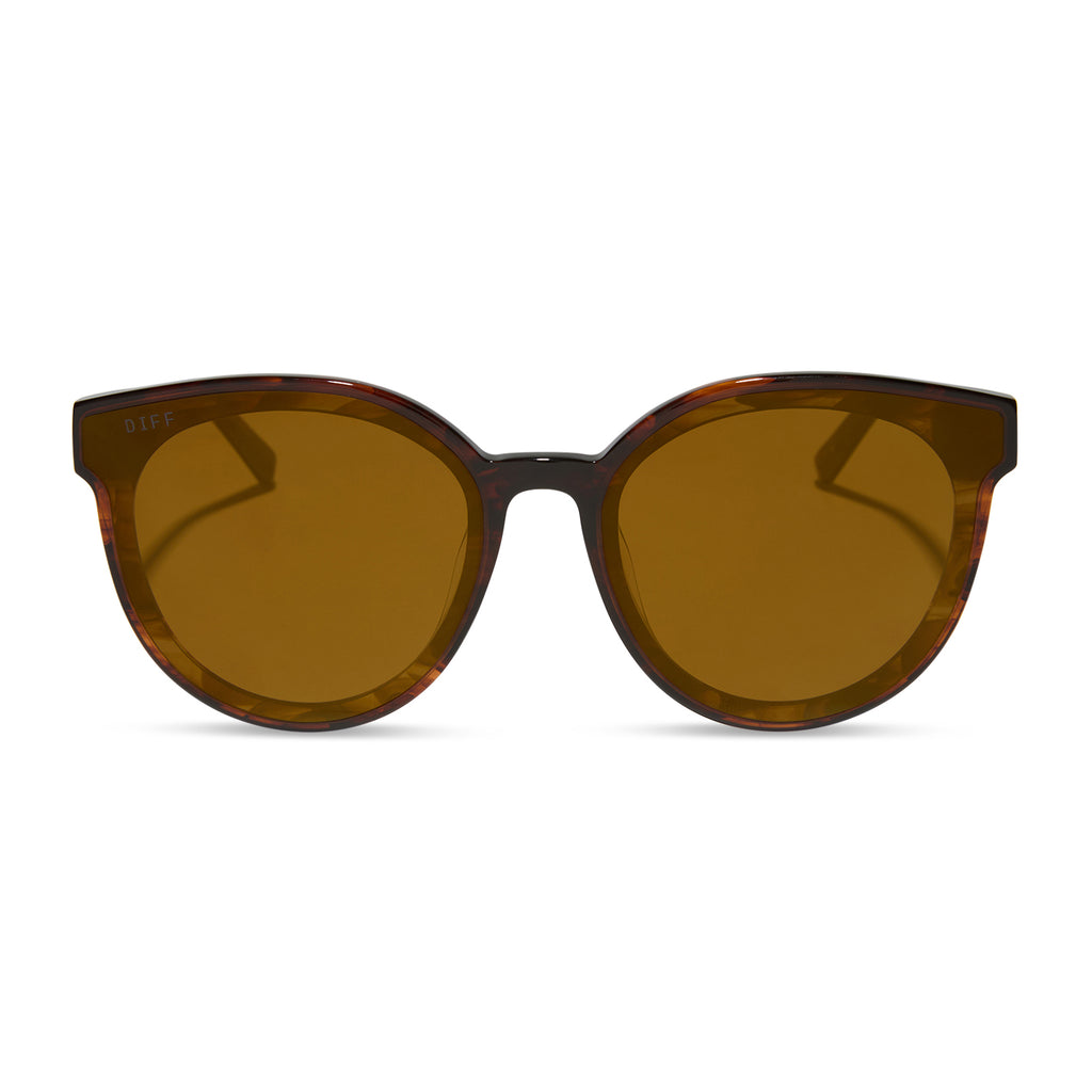 Gemma Round Sunglasses Sequoia Tortoise & Brown Gold Flash DIFF Eyewear
