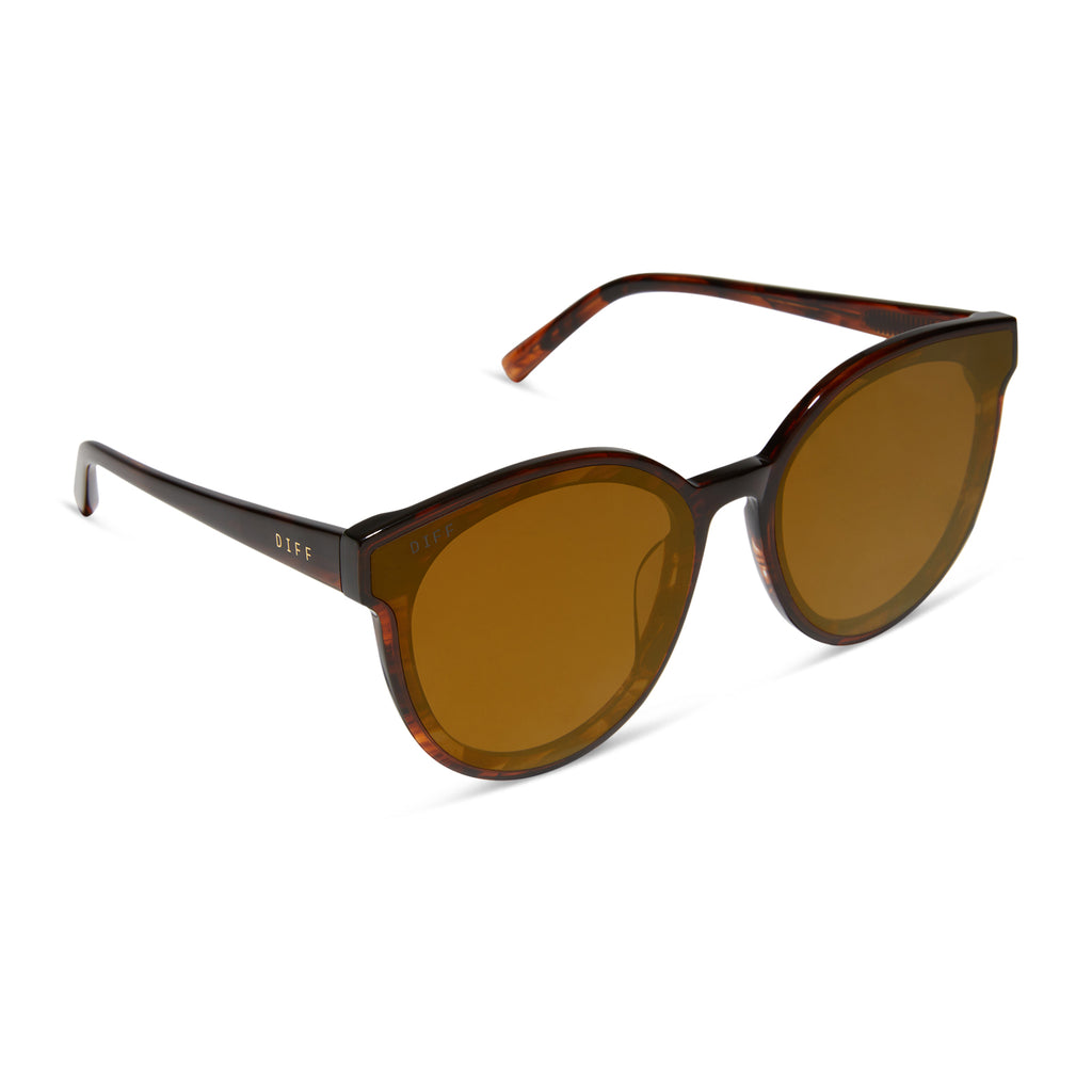 Gemma Round Sunglasses Sequoia Tortoise & Brown Gold Flash DIFF Eyewear