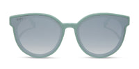 swatch for GEMMA - STEEL TEAL + GREY GRADIENT WITH SILVER FLASH SUNGLASSES