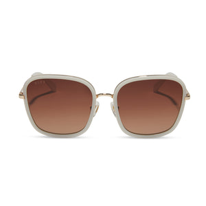 diff eyewear genevive square oversized sunglasses with a meringue frame and brown gradient lenses front view