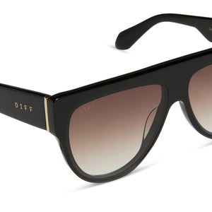 Diff Eyewear Black Frame Sunglasses with Brown Gradient Lenses Georgie Square Sunglasses | Black & Brown Gradient | DIFF  main image 3