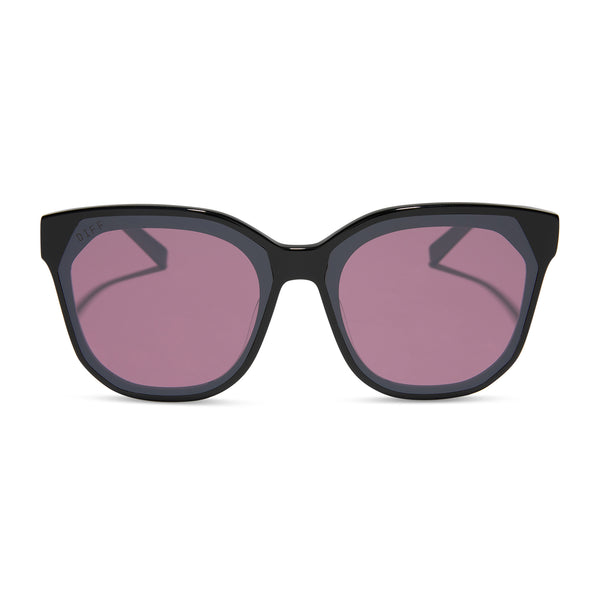 gia - black + aubergine w silver flash sunglasses