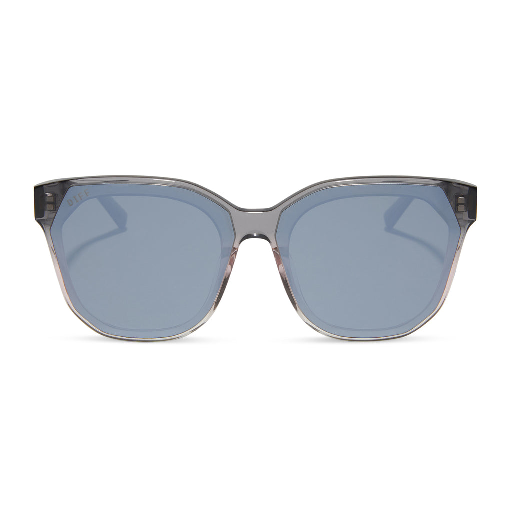 Gia Square Sunglasses Smoke Rose Crystal Ombre & Silver Flash DIFF