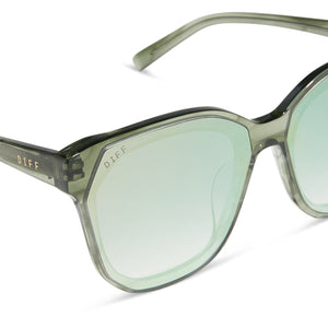 Gia Square Sunglasses | Cool Matcha & Cool Matcha Mirror | DIFF
