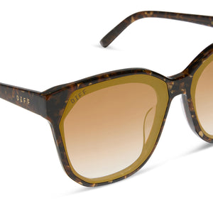 DIFF Karlie Sunglasses Glacial Tortoise Frame Gold Mirror Lens Cat Eye NWT Karlie Cateye Sunglasses | Cream Tort & Brown Gradient  main image 3