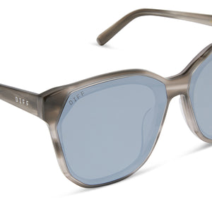 Gia Square Sunglasses | Smoke Marble & Grey & Silver Flash | DIFF