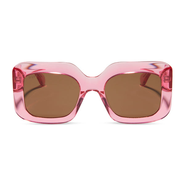 giada - candy pink crystal + brown sunglasses