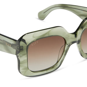 Diff Eyewear Giada Sunglasses Rectangle Chunky Olive Green Polarized Oversized Amazon.com: DIFF Giada Rectangular Designer Sunglasses for  main image 4