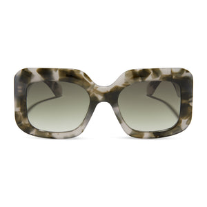 diff eyewear giada square sunglasses with a kombu acetate frame and olive gradient lenses front view