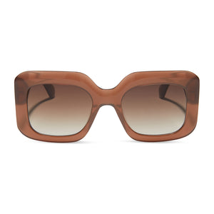 diff eyewear giada oversized square sunglasses with a macchiato brown gradient acetate frame and brown gradient lenses front view