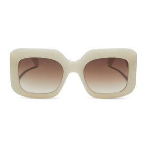 diff eyewear featuring the giada rectangle sunglasses with a meringue frame and brown gradient lenses front view