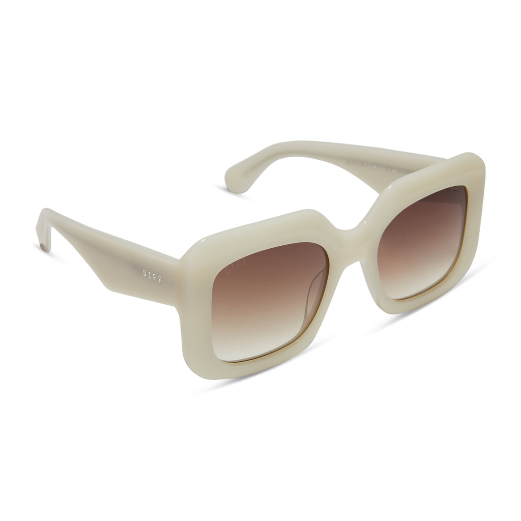 Giada Rectangle Sunglasses | Meringue & Brown Gradient | DIFF Eyewear