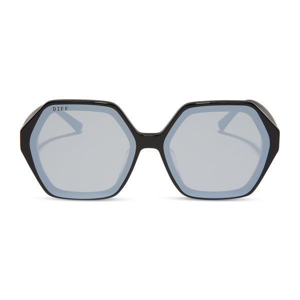 Gigi Square Sunglasses | Black & Grey Flash | DIFF Eyewear