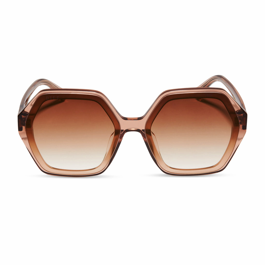 Gigi Square Sunglasses | Café Ole & Brown Gradient Gold Flash | DIFF Eyewear
