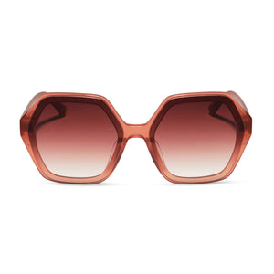 diff eyewear featuring the gigi hexagon sunglasses with a peach dusky mauve acetate frame and peach dusk gradient lenses front view