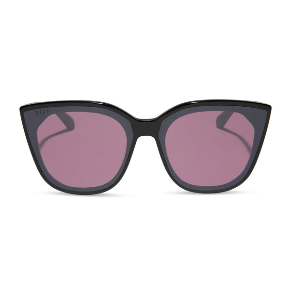 Gjelina Cat Eye Sunglasses | Black & Aubergine + Silver Flash Gjelina Cat Eye Sunglasses | Black & Aubergine + Silver Flash