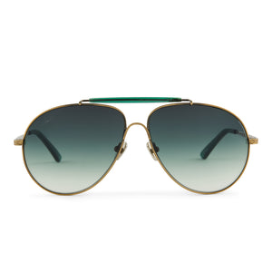 patricia nash x diff eyewear gloria aviator sunglasses with a planet green crystal frame and g15 gradient lenses front view