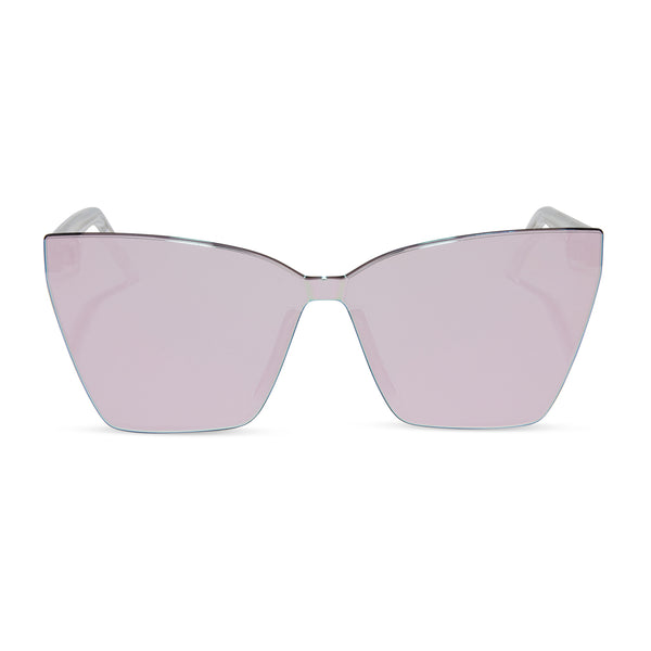 goldie - opalescent pink + cherry blossom mirror sunglasses