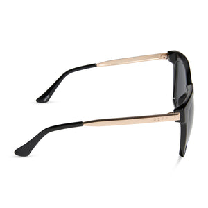 diff eyewear hailey square oversized sunglasses readers with a black frame and grey lenses side view