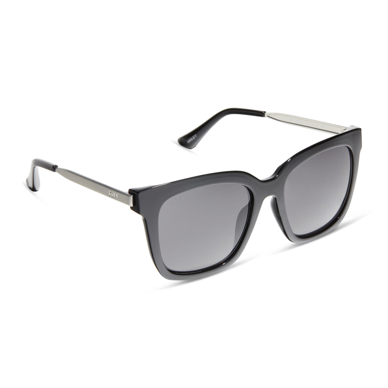 Hailey Square Sunglasses Black Frame & Grey Lenses DIFF Eyewear