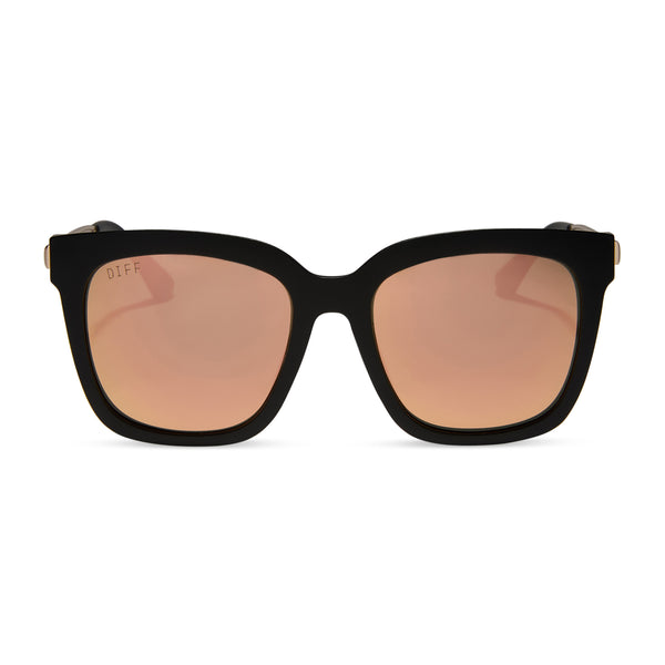 Color swatch for HAILEY - MATTE BLACK + PEACH MIRROR SUNGLASSES