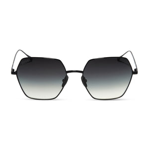 diff eyewear featuring the harlowe square sunglasses with a black metal frame and grey gradient lenses front view