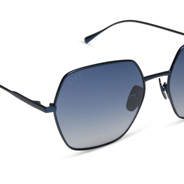 harlowe - deep navy metal + aegean blue flash sunglasses 4