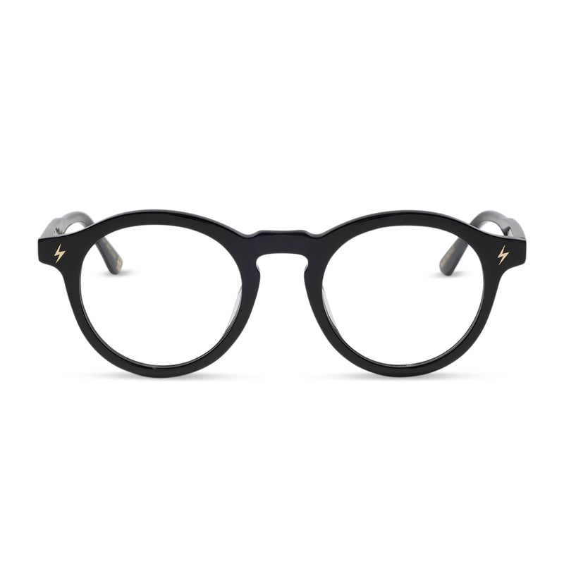 diff eyewear x harry potter birthday round prescription glasses with a black acetate frame front view