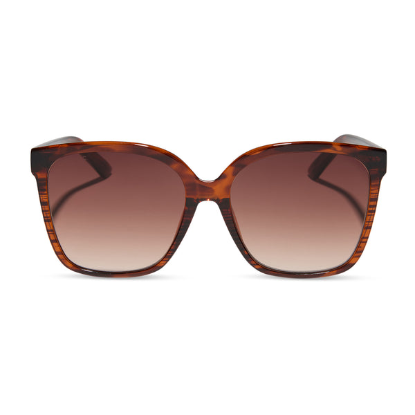 Hazel Square Sunglasses | Mahogany Tort & Brown Gradient | DIFF