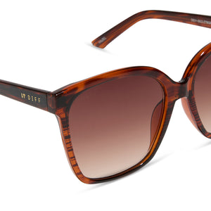 Hazel Square Sunglasses | Mahogany Tort & Brown Gradient | DIFF