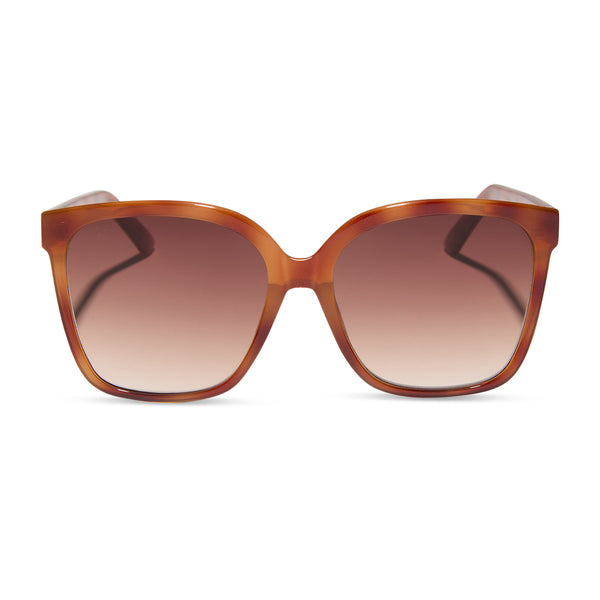 Hazel Square Sunglasses | Mahogany Tort & Brown Gradient | DIFF