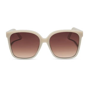 diff eyewear featuring the hazel square sunglasses with a milky white frame and brown gradient lenses front view