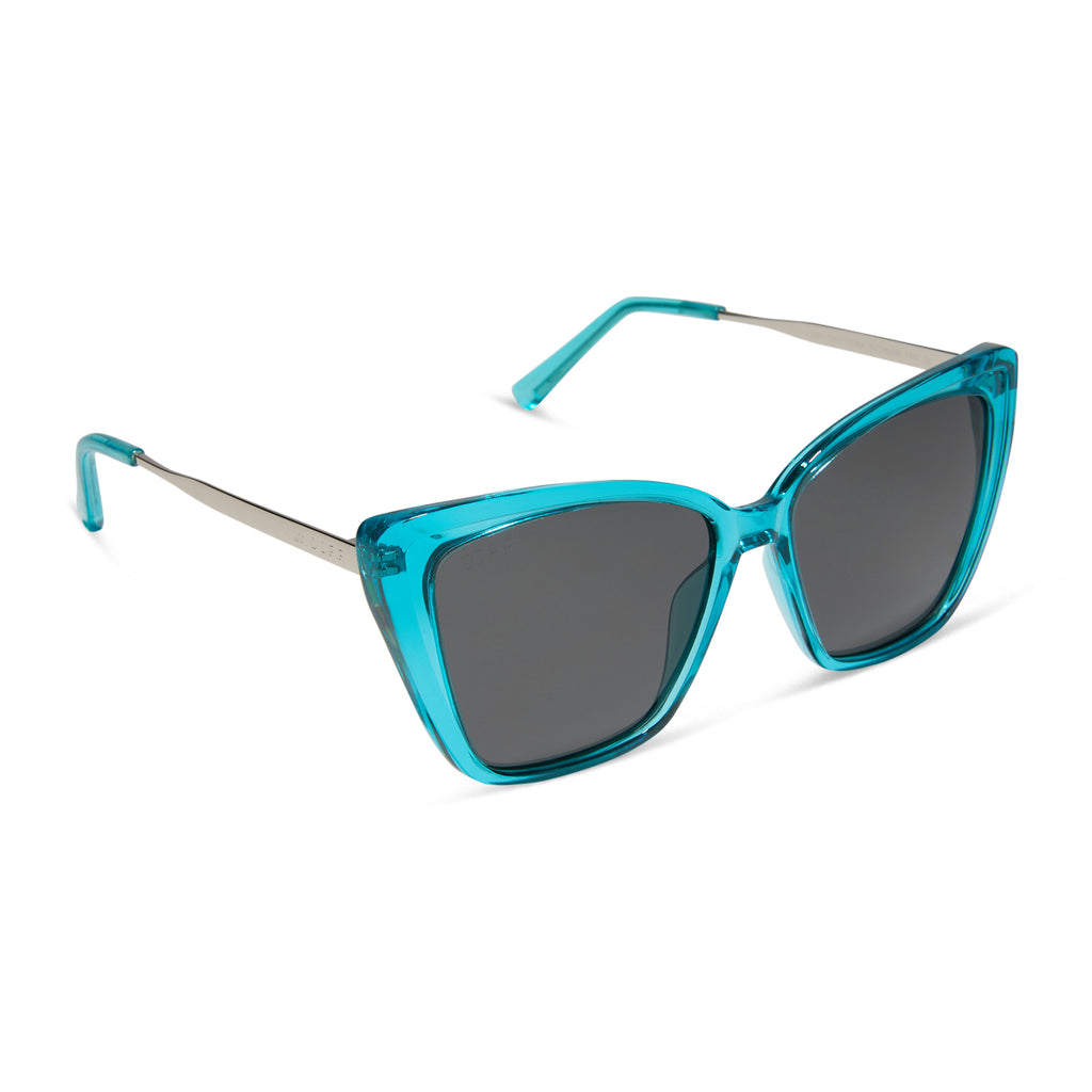 Heidi Cateye Sunglasses Turquoise Crystal & Grey DIFF Eyewear