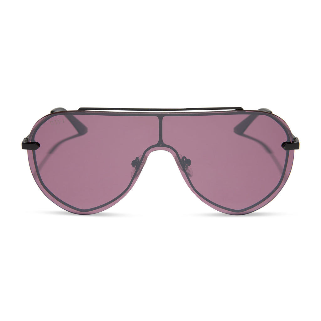 IMANI - BLACK + AUBERGINE W SILVER FLASH SUNGLASSES