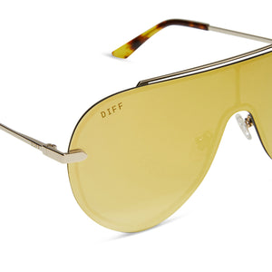 Diff Eyewear Mirror Gold Sunglasses Goldie Cateye Sunglasses | Apricot Crystal & Peach Mirror  main image 2